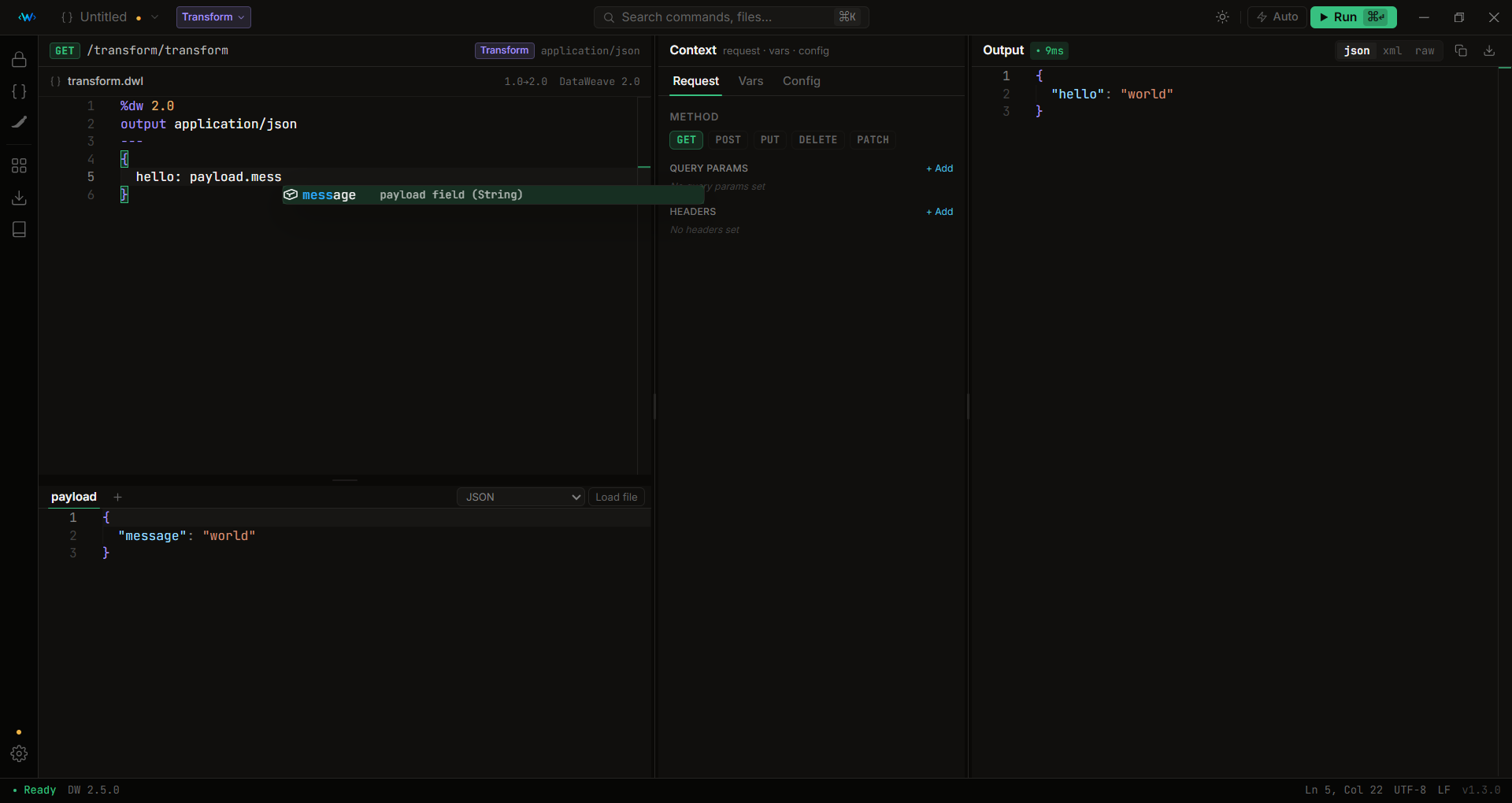 DataWeave Studio screenshot