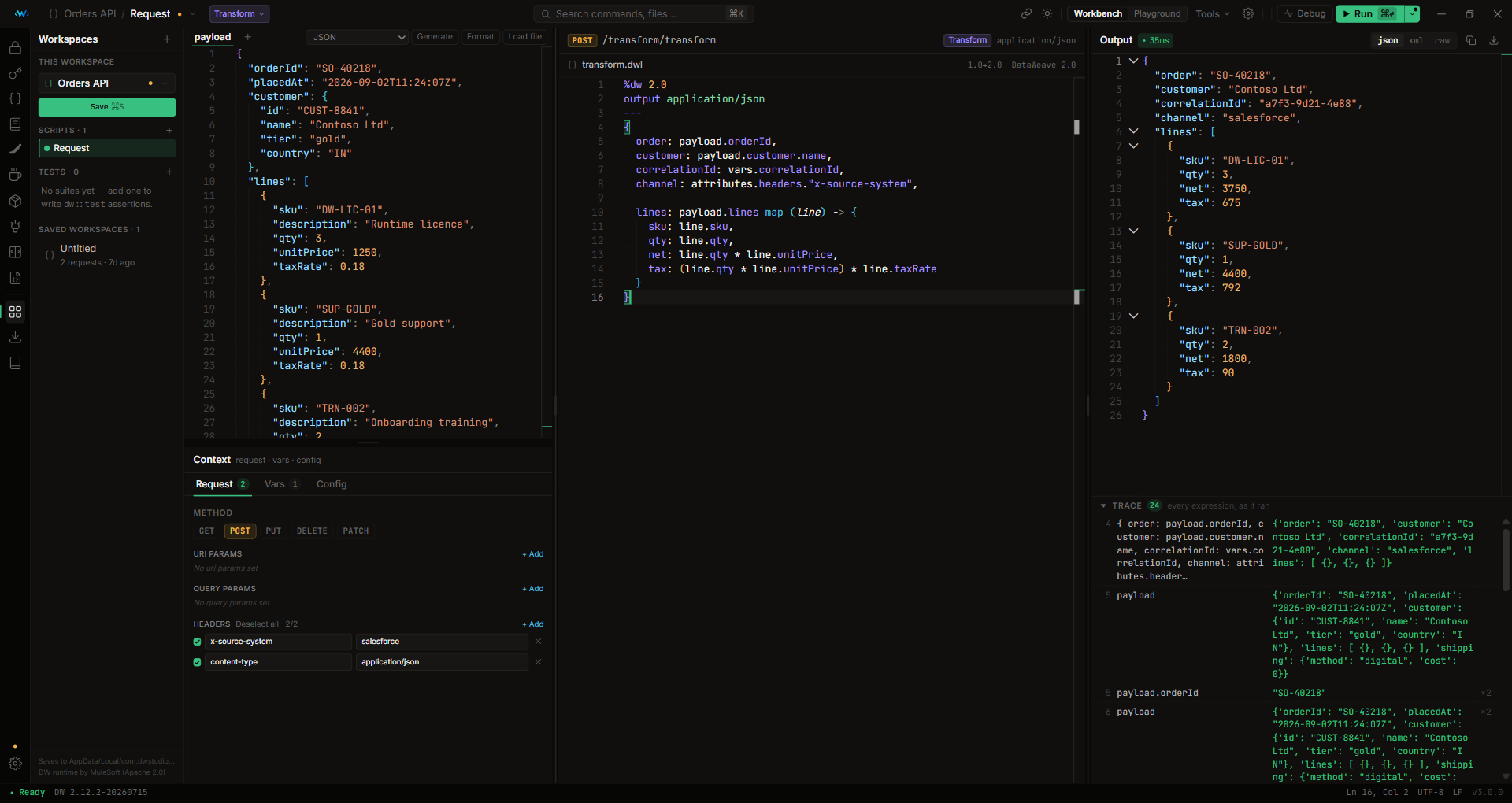 DataWeave Studio screenshot